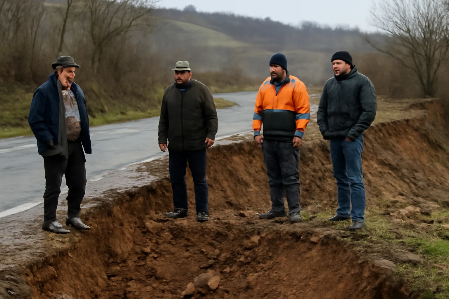 Alunecare de teren în județul Buzău afectează patru comune și mai multe drumuri județene