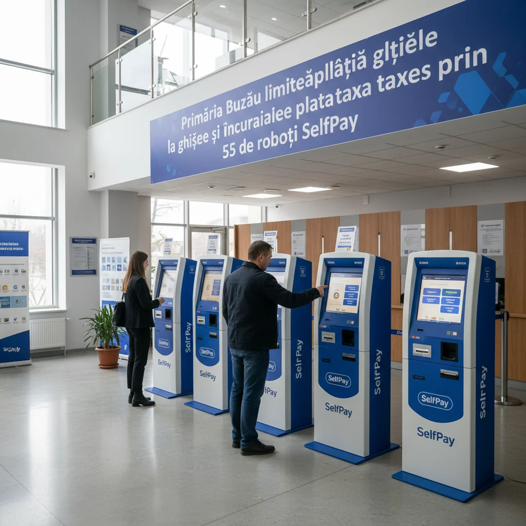 Buzău limitează plățile la ghișee și extinde rețeaua de roboți SelfPay pentru taxe locale