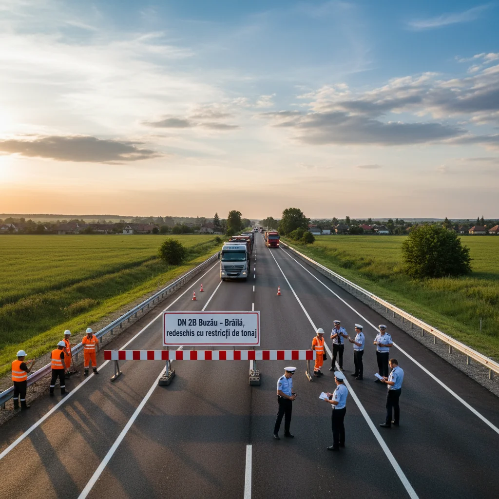 Circulație reluată pe drumul național 2B Buzău–Brăila, dar cu limitări de tonaj