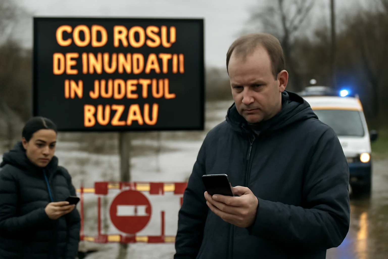 Cod roșu de inundații în județul Buzău: mesaje RO-ALERT și drum comunal blocat