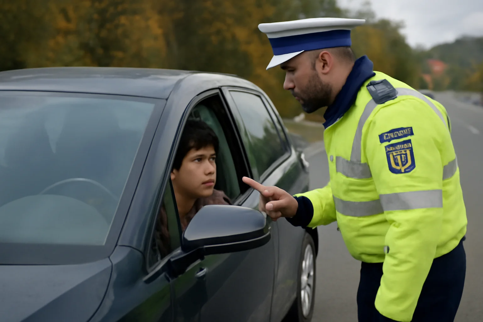 Copil de 12 ani din Buzău, oprit la volanul unei maşini reclamate furate după un drum de circa 100 km pe DN1