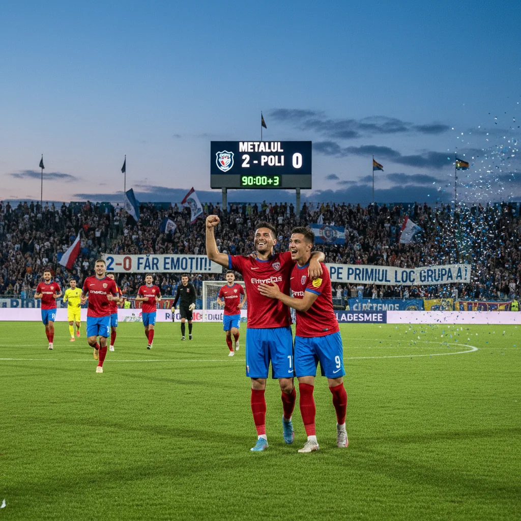 Metalul câștigă 2-0 și preia prima poziție în grupa A