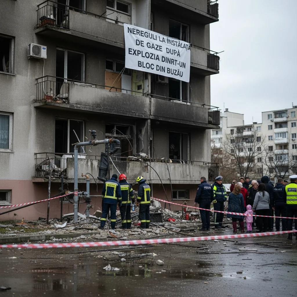Nereguli la instalația de gaze constatate după explozia dintr-un bloc din Buzău