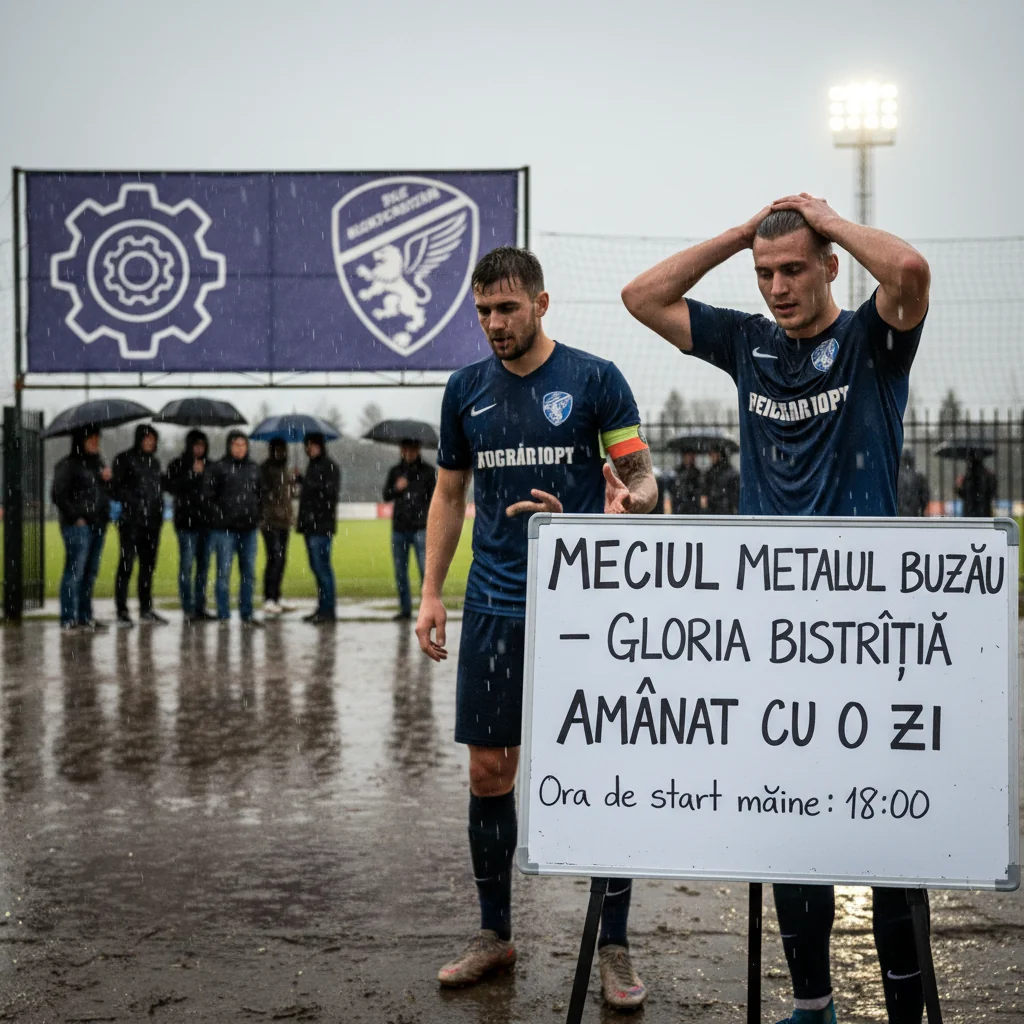 Partida dintre Metalul Buzău și Gloria Bistrița, amânată pentru duminică la Buzău