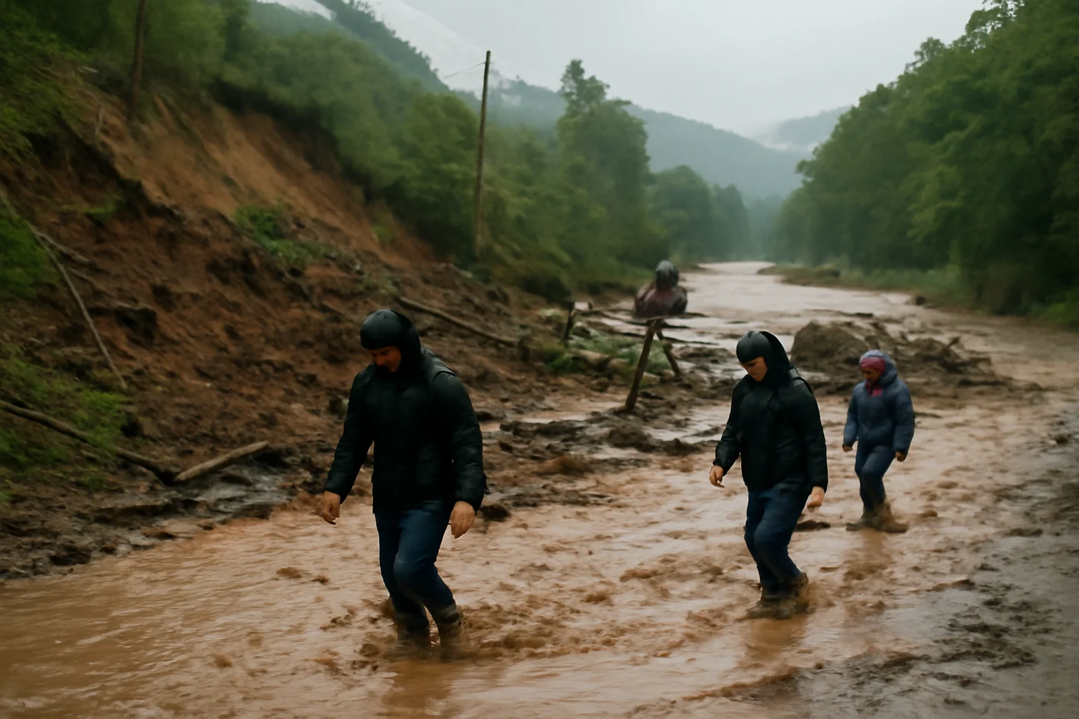 ploi torențiale provoacă alunecări de teren și șosele închise