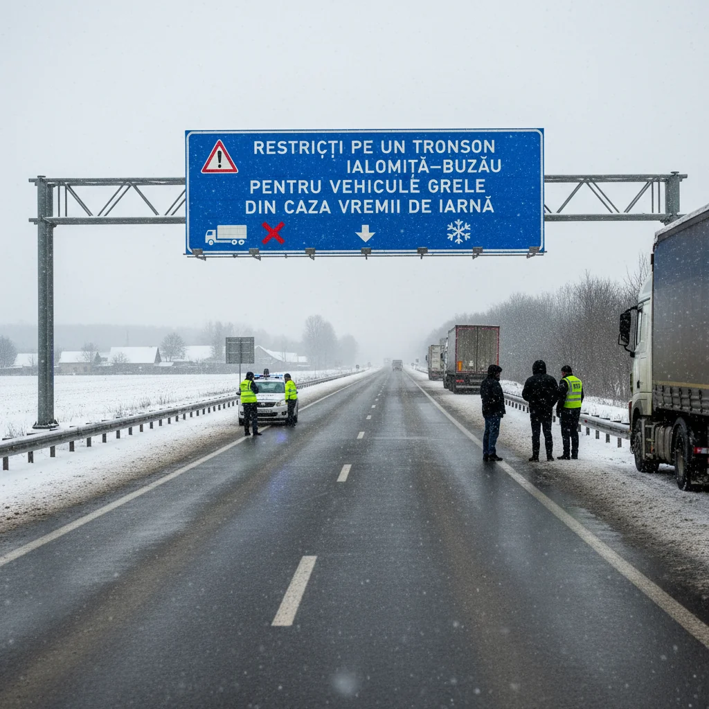 Restricții pentru camioane pe ruta Ialomița–Buzău, din cauza vremii de iarnă