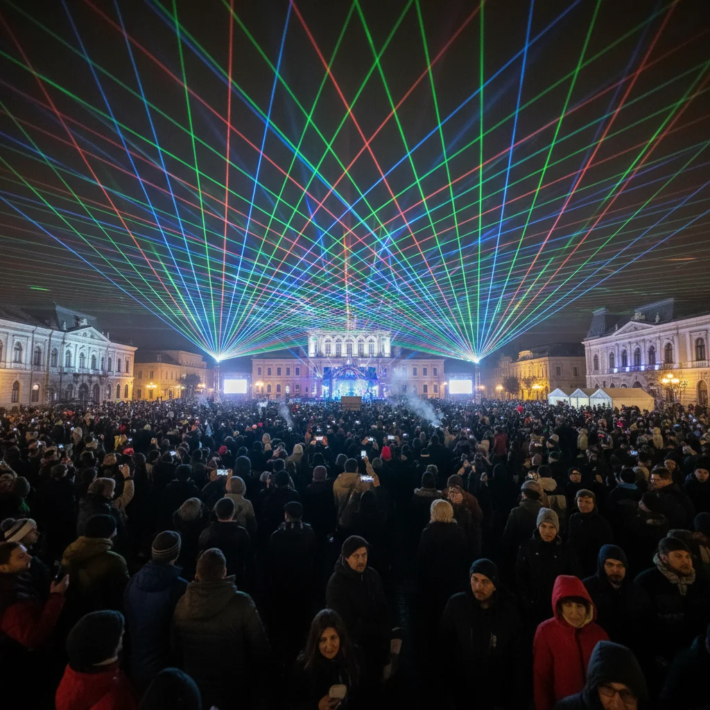 Revelion 2025–2026 la Buzău: joc de lasere în Parcul Crâng în locul artificiilor