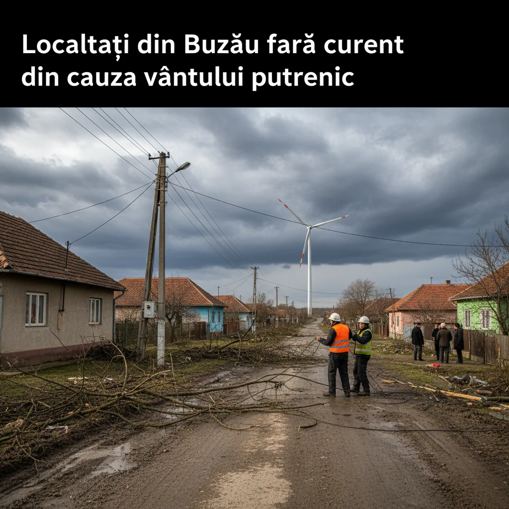 Zeci de localități din Buzău au rămas fără curent după rafale puternice de vânt